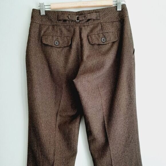 CARTONNIER / Anthropolgie Cropped Cuffed Pants Brown Houndstooth Sz 2 Flawed - Picture 8 of 14
